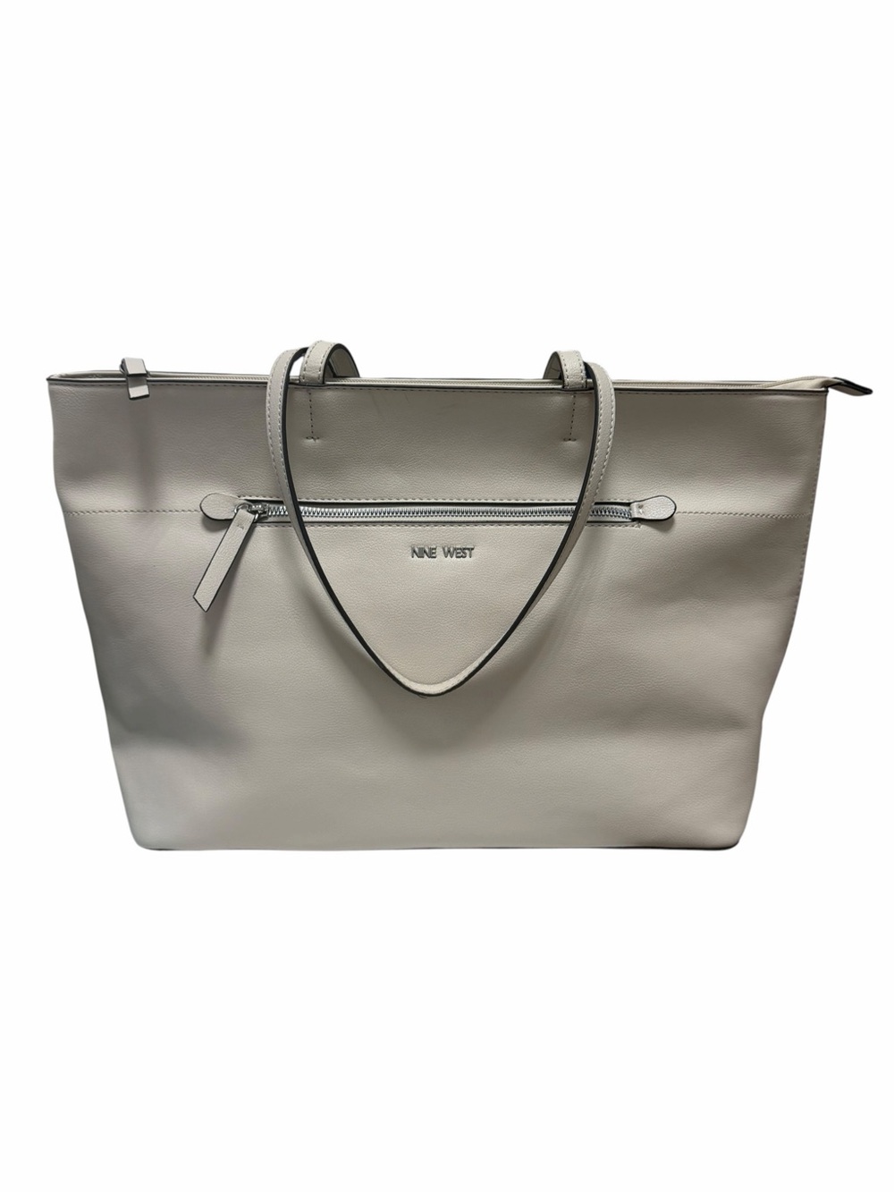 Nine West Solid Cream Manmade Tote Handbag